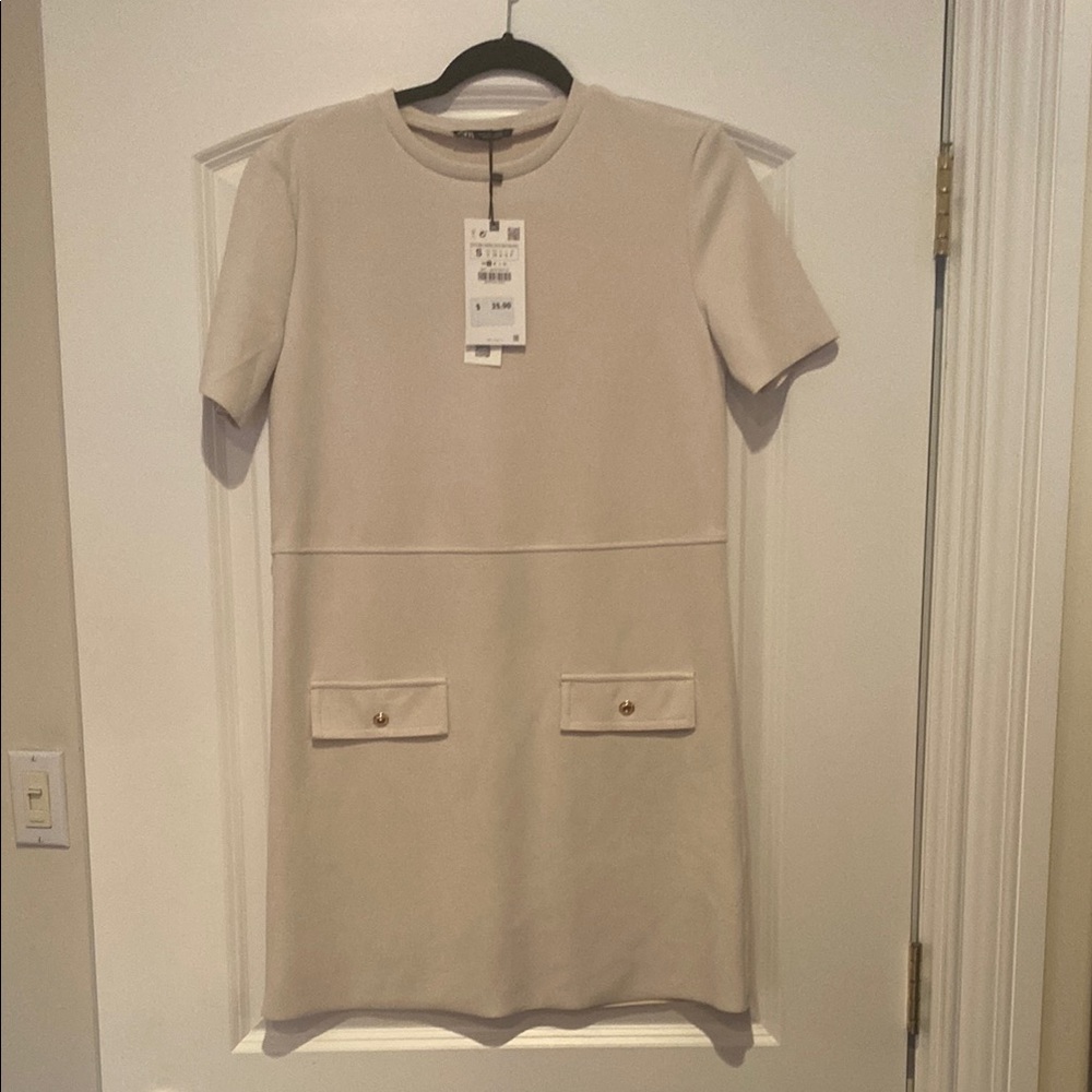 Chic Beige Short Sleeve Dress